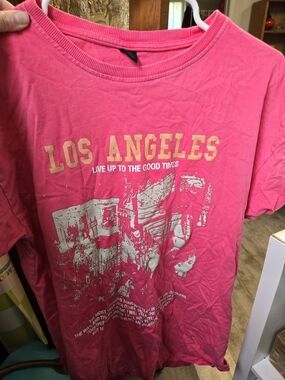 ROMWE Pink 'Los Angeles' Short Sleeve Graphic Tee